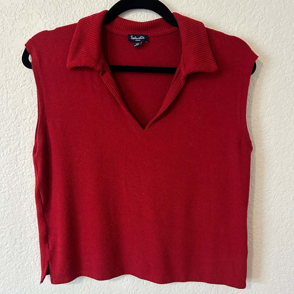Red collared blouse by Splendid